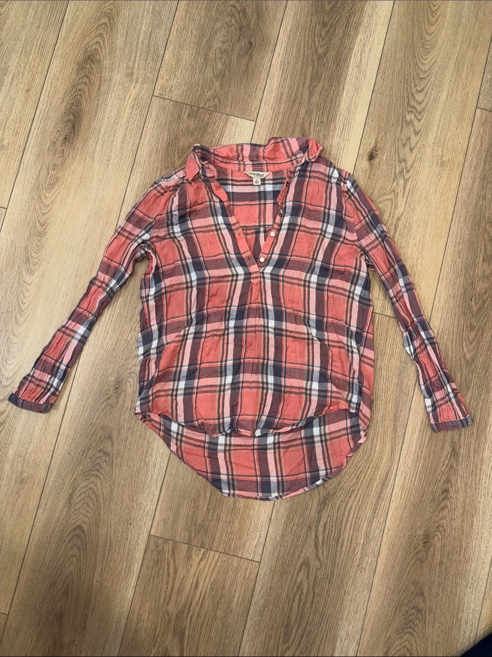Lucky Brand Plaid Popover Shirt Size Small